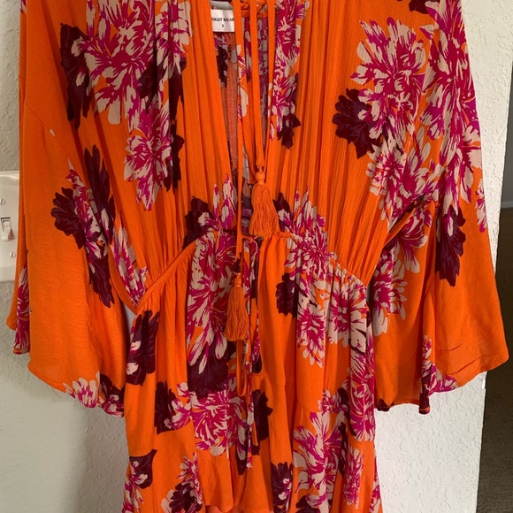 Orange tropical print romper coverup small - Picture 9 of 11